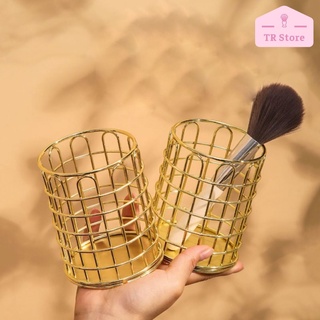 [6 mẫu] Lọ đựng cọ trang điểm kim loại trang trí sang trọng