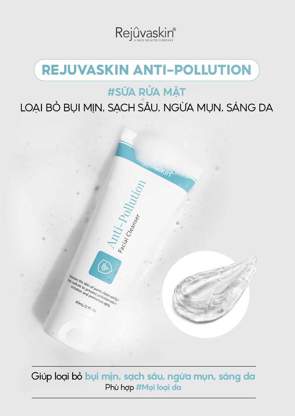Mô tả Sữa rửa mặt ngừa mụn, sáng da Rejuvaskin Anti-Pollution 10ml/100ml - AJA'S SKINLAB - 1