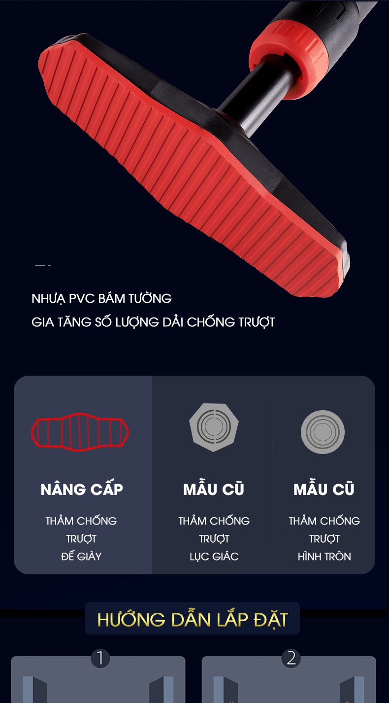 Mô tả Thanh xà đơn gắn cửa, xà đơn treo tường GoodFit chịu lực 200kg, chốt khóa chông trượt tập luyện tại nhà GF201PU - 8