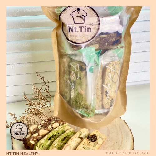 Biscotti, bánh hạt ngũ cốc, mix 3 vị vani choco matcha, siêu hạt, không ...