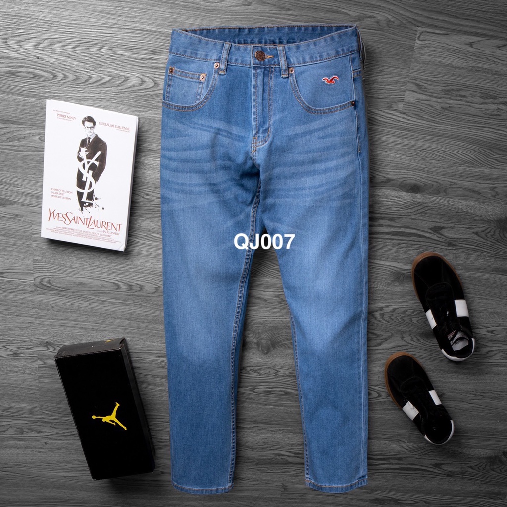 Quần jean nam Hollister hàng xuất dư ống đứng, chất co giãn thoải mái form hãng đổi size thoải mái
