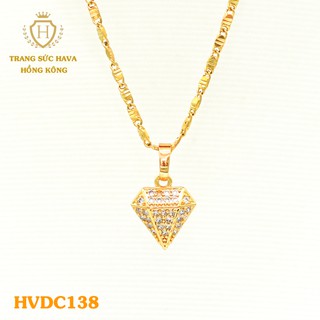 Dây Chuyền, Vòng Cổ Nữ Mặt Đính Đá Màu Trắng Xi Mạ Vàng Non Cao Cấp - Trang Sức Hava Hong Kong