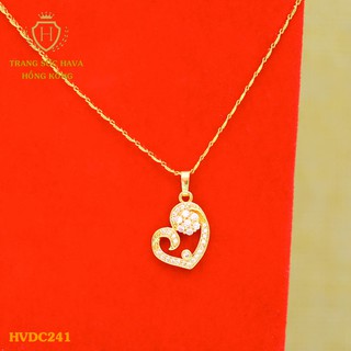 Dây Chuyền, Vòng Cổ Nữ Mặt Đính Đá, Titan Xi Mạ Vàng Non 24k Cao Cấp - Trang Sức Hava Hong Kong