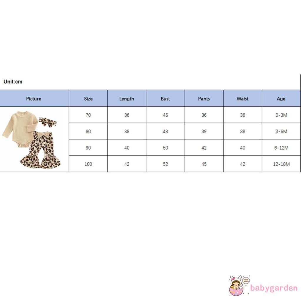 Set Áo Liền Quần & Quần Dài & Băng Đô Quấn Đầu In Họa Tiết Da Báo Cho Bé Gái 0-18 Tháng Tuổi