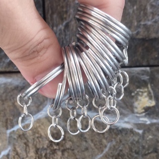 Móc khóa tròn handmade [Mới 100%] gắn treo chìa khóa, khoen vòng kim loại màu bạc,phụ liệu thủ công, diy, ba lô túi xách