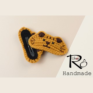 Kẹp tóc mái cute hình chú mèo đi hia cho nữ và bé gái 5cm |Cặp tóc bằng len xinh |Shop Rô Handmade