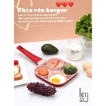 Chảo đá 4 ngăn bánh trứng chống dính burge màu hường thiết kế decor phòng bếp nấu ăn vintage dụng củ thông minh lenhome — ảnh 8