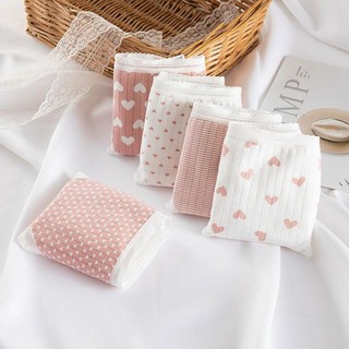 Quần Lót Cotton Viền Ren Hoạ Tiết Trái Tim,.,.,