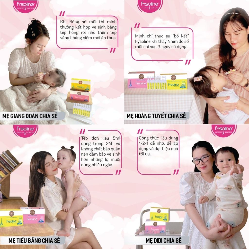 Mô tả Combo Nước muối sinh lý FYSOLINE Hồng 40 ống x 5ml và Xanh 20 ống x 5ml vệ sinh mắt, mũi, miệng hàng ngày cho bé - 3