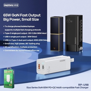 Cốc sạc nhanh 2 cổng Remax RP-U98 GaN 65W Folding Fast Charge USB 3.0 QC và PD TypeC (Trắng) - Nhất Tín Computer