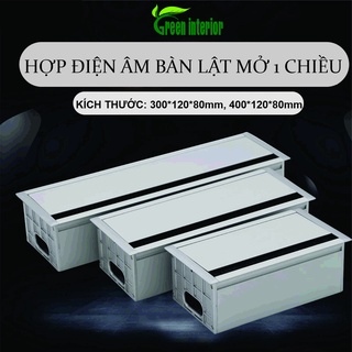 Hộp điện âm bàn lật mở 1 chiều , Hộp điện hợp kim nhôm Green interior, Hộp điện âm bàn đa năng