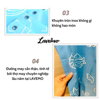 Rèm Cửa Phòng Tắm Màu Xanh Dương Họa Tiết Sò Cao Cấp Chống Thấm Nước 100% Polyester LA6520
