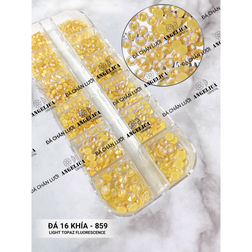 Đá Nail Chân Lưới 16 Khía Màu Nước Gạo Padparadscha Ab Đính Trang Trí Móng ANGELICA 859