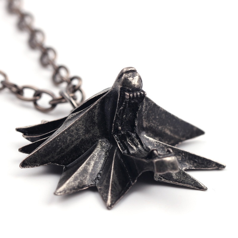 Vua Retro Cổ Điển Mặt Dây Chuyền Witcher 3 Kim Loại Sói Cho Đầu Vòng Cổ Trang Sức Trò Chơi Jewel