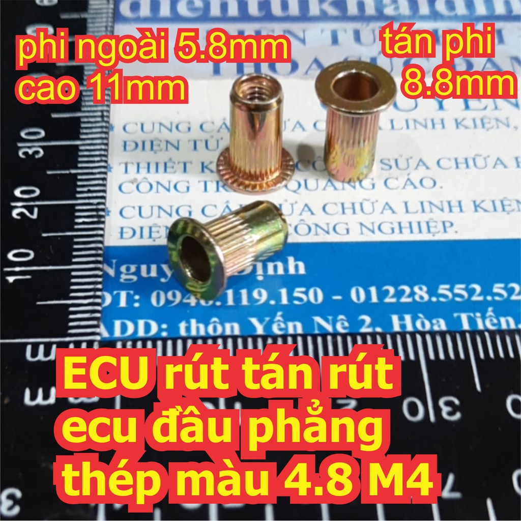 ECU rút tán rút ecu đầu phẳng thép màu 4.8 M3 M4 M5 M6 M8 kde7091 ...