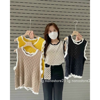 Áo Len Tanktop chạy viền ren, len lỗ mềm mỏng 174