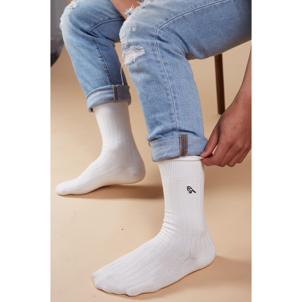 Tất cổ cao BRODY Trắng Ngà Cotton Combed cao cấp Thời trang nam Công sở - MC00679