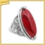 FS_Women Boho Vintage Oval Turquoise Antique Silver Plated Carving Ring Jewelry