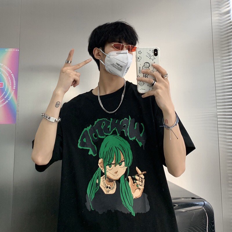Áo thun unisex nam nữ tay lỡ form rộng oversize màu trắng đen - destboy