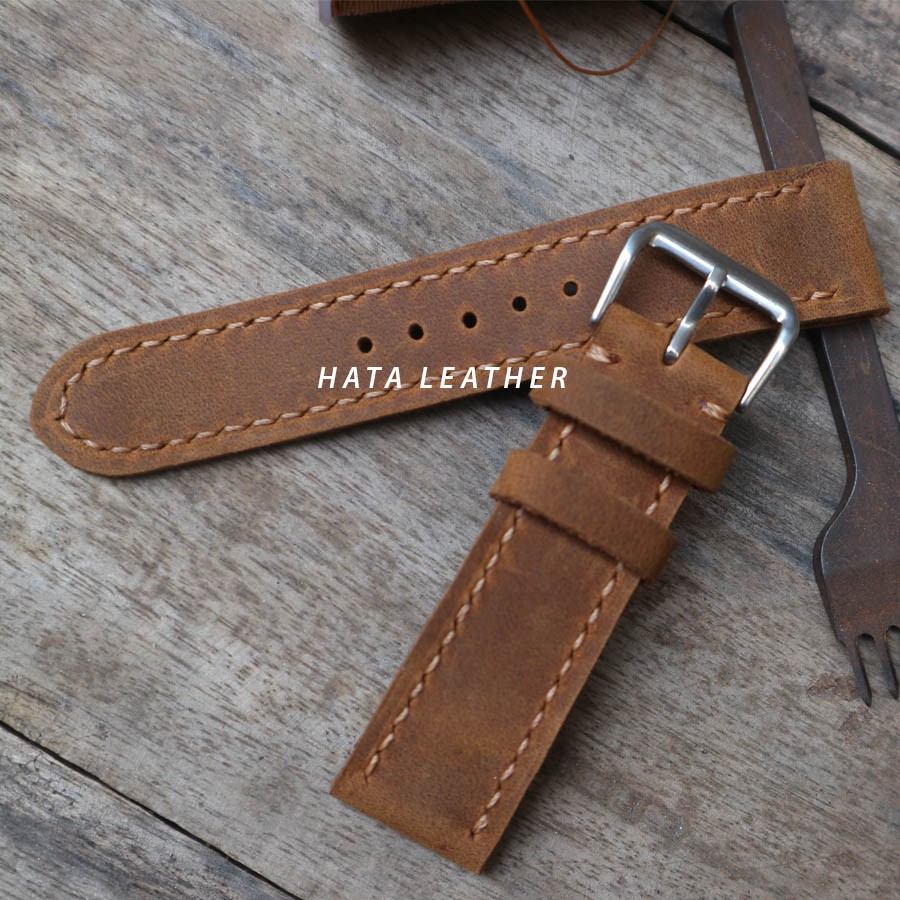 [ Da thật ] dây đồng hồ da bò vintage, khâu tay tỉ mỉ.KT3