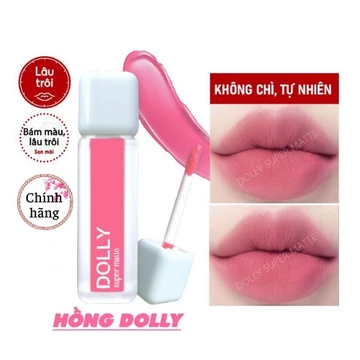 Son kem lì màu hồng Dolly super matte, son kem lì không chì bền màu lâu trôi