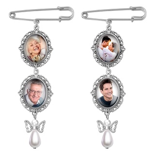 YXA Cưới Boutonniere Ảnh Charm Pin Trâm Khung Cho Mẹ Chú Dâu