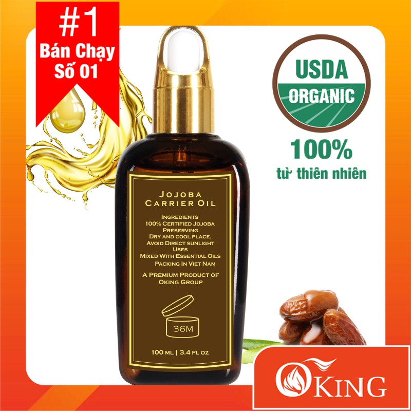 Dầu Jojoba vàng nguyên chất 100ml giúp chăm sóc da hiệu quả | Oking Việt Nam