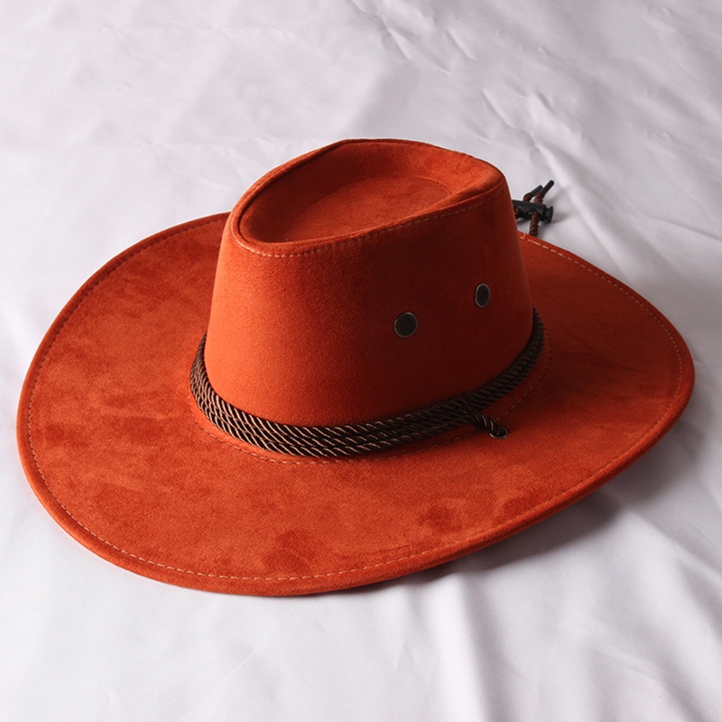 Hiphop Jazz Hat Wide Brim Retro Western Cowboy Hat for w/ Rope All-match for Hip