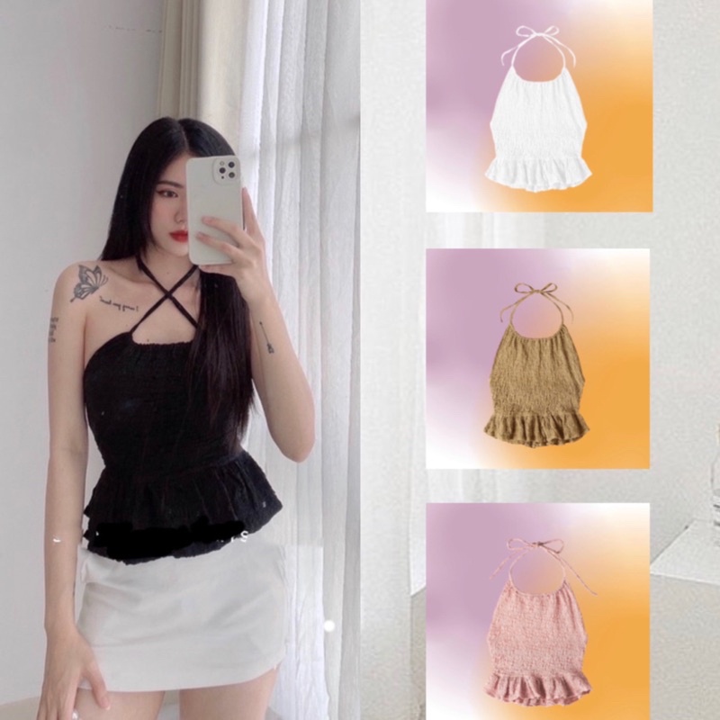 ÁO YẾM CHẤT LIỆU DÀU DẶN BA MÀU XINH XẮN CHO NGÀY HÈ - LONI CROPTOP