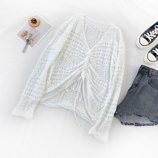 Áo sweater Dệt Kim Cổ Chữ v Tay Dài Thời Trang Cho Nữ