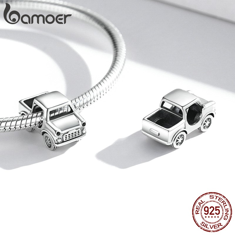 Hạt xỏ trang sức Bamoer BSC531 bằng bạc 925 hình chiếc xe tải thời trang thích hợp làm vòng tay DIY