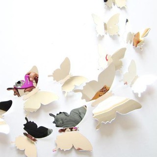 Set 10 Hình Bướm Tráng Gương Dán Tường Trang Trí Tiệc, Phòng Ngủ, Phòng Khách...