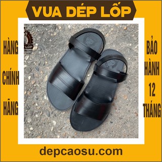 Dép cao su 3 quai ngang màu đen thương hiệu Vua Dép Lốp Phạm Quang Xuân, chính hãng, có bảo hành, ảnh thật, có sẵn