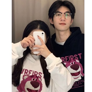 Áo Hoodie Tay Dài Dáng Rộng In Họa Tiết Hoạt Hình Gấu Dâu Tây Dễ Thương Thời Trang Cho Nam Và Nữ Size M-3XL