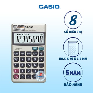 Máy Tính Bỏ Túi Casio LC-403TV (8 Số) Chính Hãng - Thiết Kế Nắp Gập Bảo Vệ, Nhỏ Gọn Cho Sale