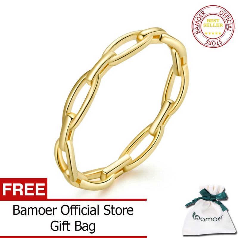 Nhẫn thiết kế dây chuyền bạc Bamoer đích thực 925 dành cho nữ Trang sức thời trang BSR211