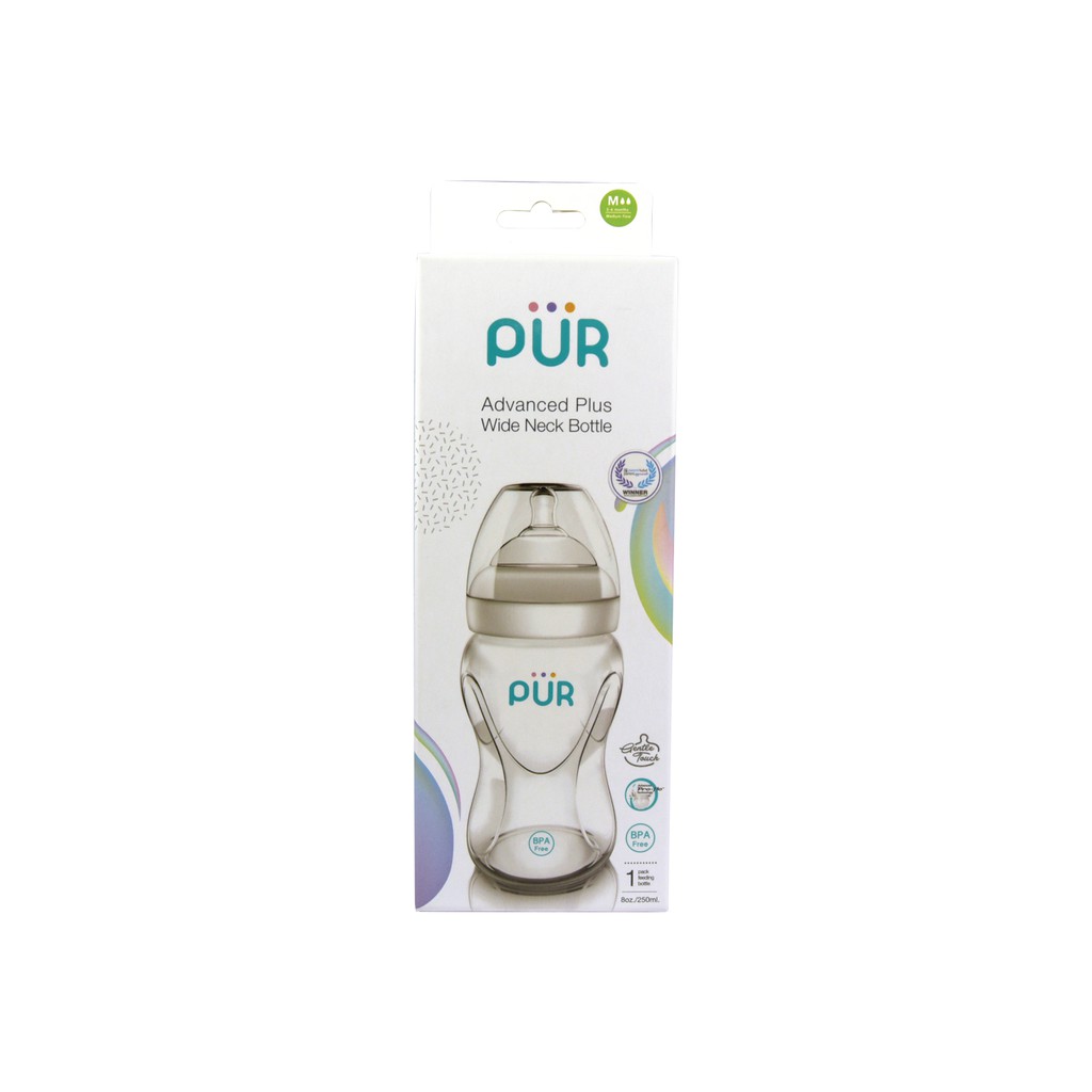 Ảnh Combo Bình sữa cổ rộng Pur Advanced Plus 250ml (có sẵn núm M 3-6th) + núm lẻ size L 2