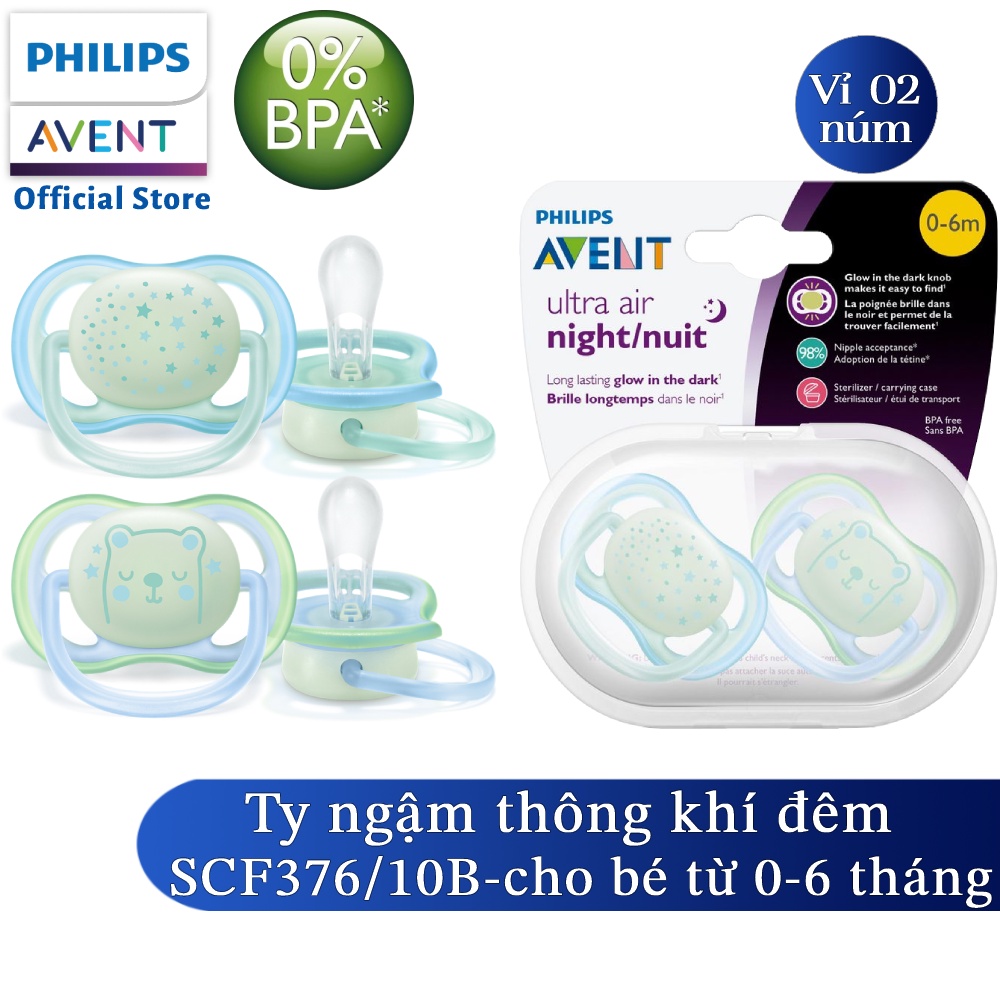 Ảnh Philips Avent núm ty ngậm ban đêm, vỉ đôi SCF376/10 SCF376/18 SCF376/19 SCF376/21 SCF376/13 1