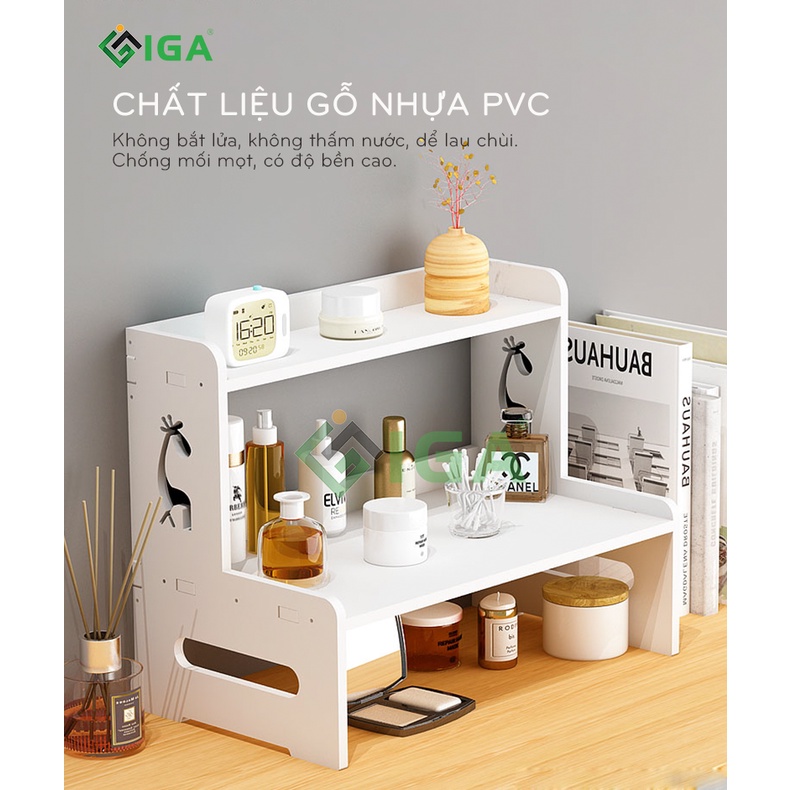 Ảnh Kệ đựng mĩ phẩm 2 tầng IGA họa tiết hiện đại - IG408 1