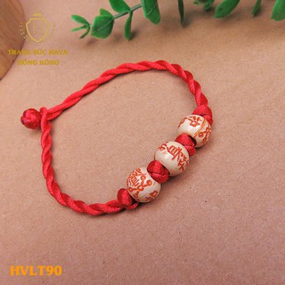 Sợi Chỉ Đỏ Lắc Tay Nam, Vòng Tay Nữ  Gỗ Dâu Tài Lộc May Mắn- Trang Sức Hava Hong Kong - HVLT90