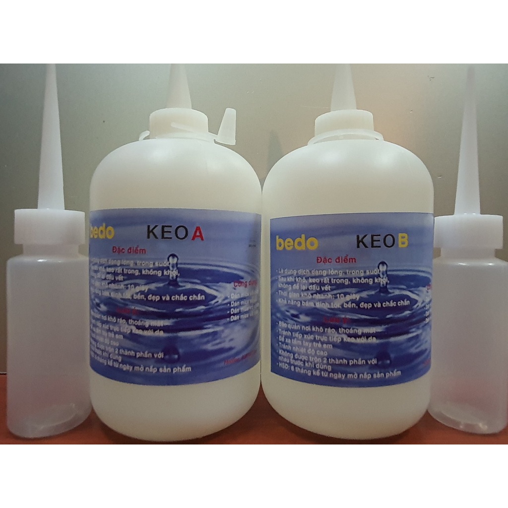 Keo Dán AB 2 Thành Phần BEDO Trong Suốt 1000ml Keo Dán Đa Năng Dán Mica Alu Fomex Inox Gỗ Siêu Chắc