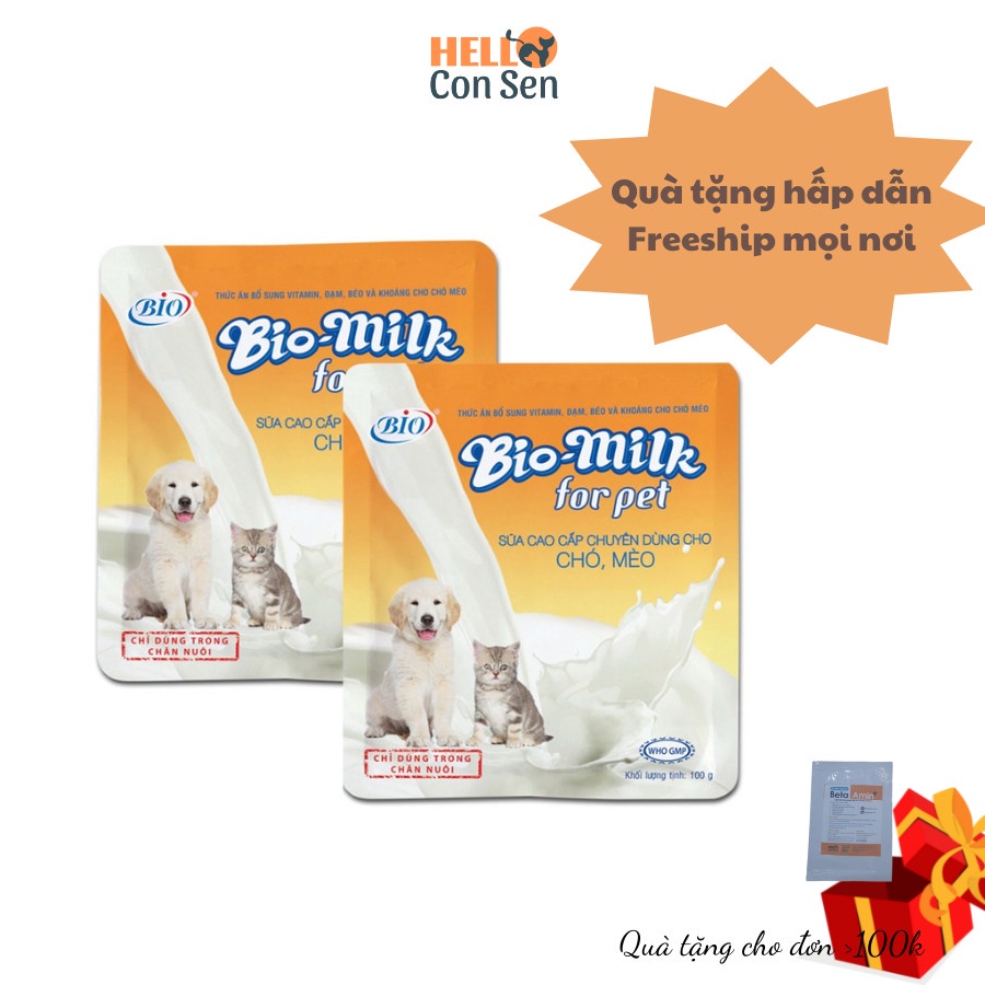 Sữa BIO MILK 100GR dinh dưỡng cho chó mèo sữa không chứa lactose hỗ trợ ...
