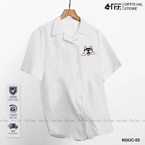 Áo sơ mi Basic Unisex form rộng , cổ vest -NGUC 03