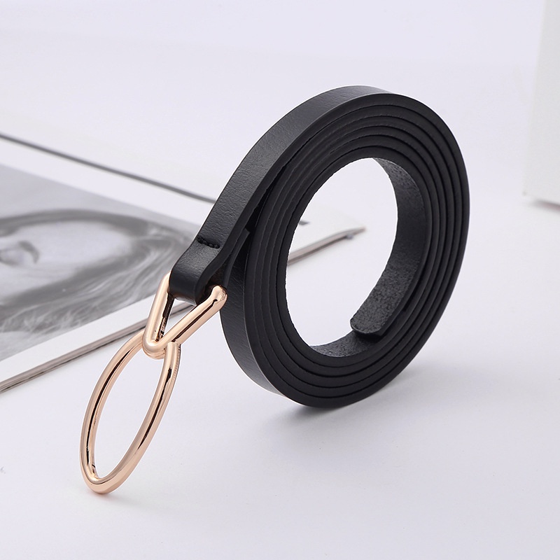 Thắt lưng, dây nịt nữ, bản nhỏ, da thật, khóa thắt không dùng lỗ, hình oval W20
