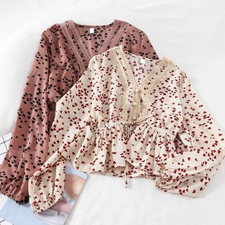 Áo sơ mi voan nữ phong cách hàn quốc áo baju baju wanita lengan panjang
