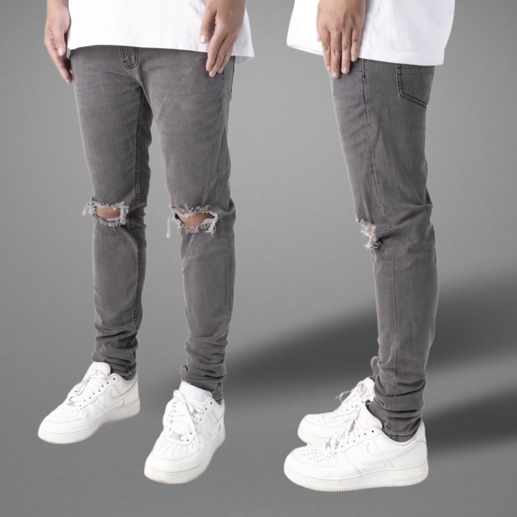 Quần jean Nam rách Gấu 194 wass kiểu vải jeans co dãn, dày dặn form slimfit – 01