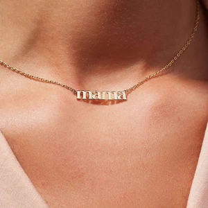 Dây chuyền titan chữ Mama không gỉ WN2236