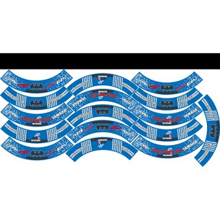 Tem dán full vành dán mọi loại xe màu xanh trắng đe, tem mâm trùm xe máy 16 miếng full 2 bánh trước sau. Decal trùm vành