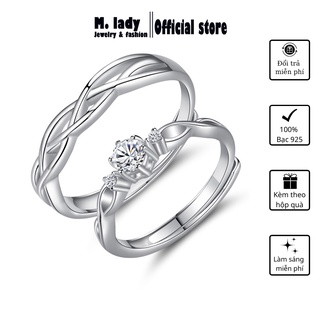 [Bạc 925 cao cấp] Nhẫn Cặp Đôi Bạc S925 - Thiết Kế Nhẫn Đính Hôn Nam Nữ Tự Điều Chỉnh - Nhẫn Bạc M.Lady Jewelry (MLJ)
