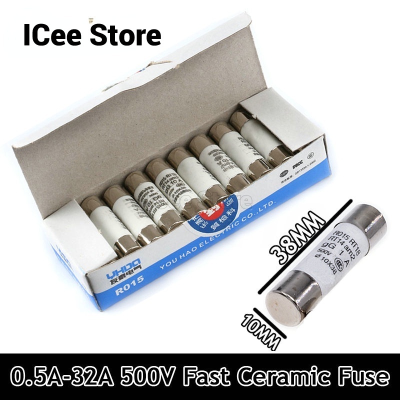 Set 20 Cầu Chì Gốm R015 10x38mm 0.5A 1A 2A 3A 4A 5A 6A 8A 10A 16A 20A ...